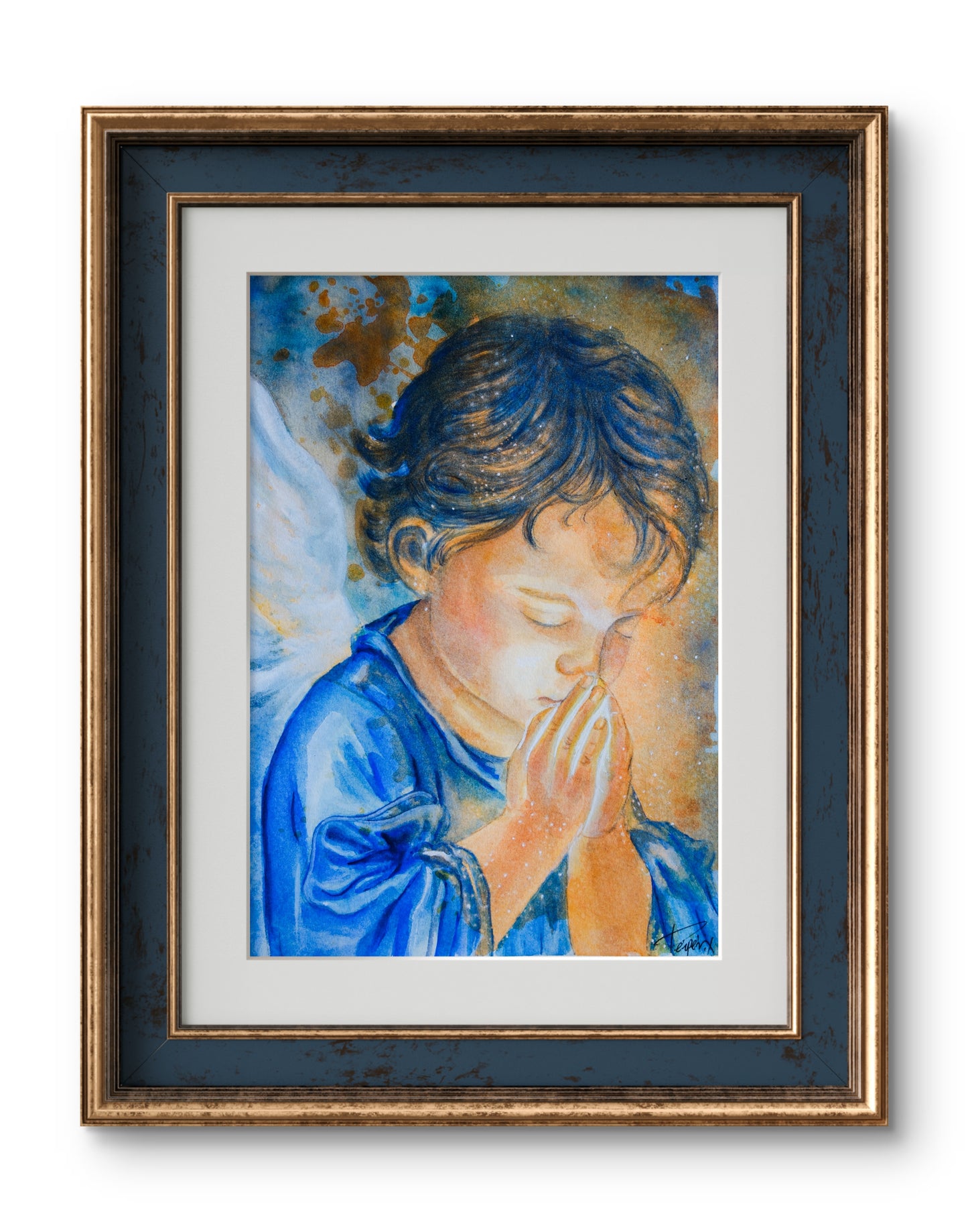 Praying – Original Watercolor on Paper