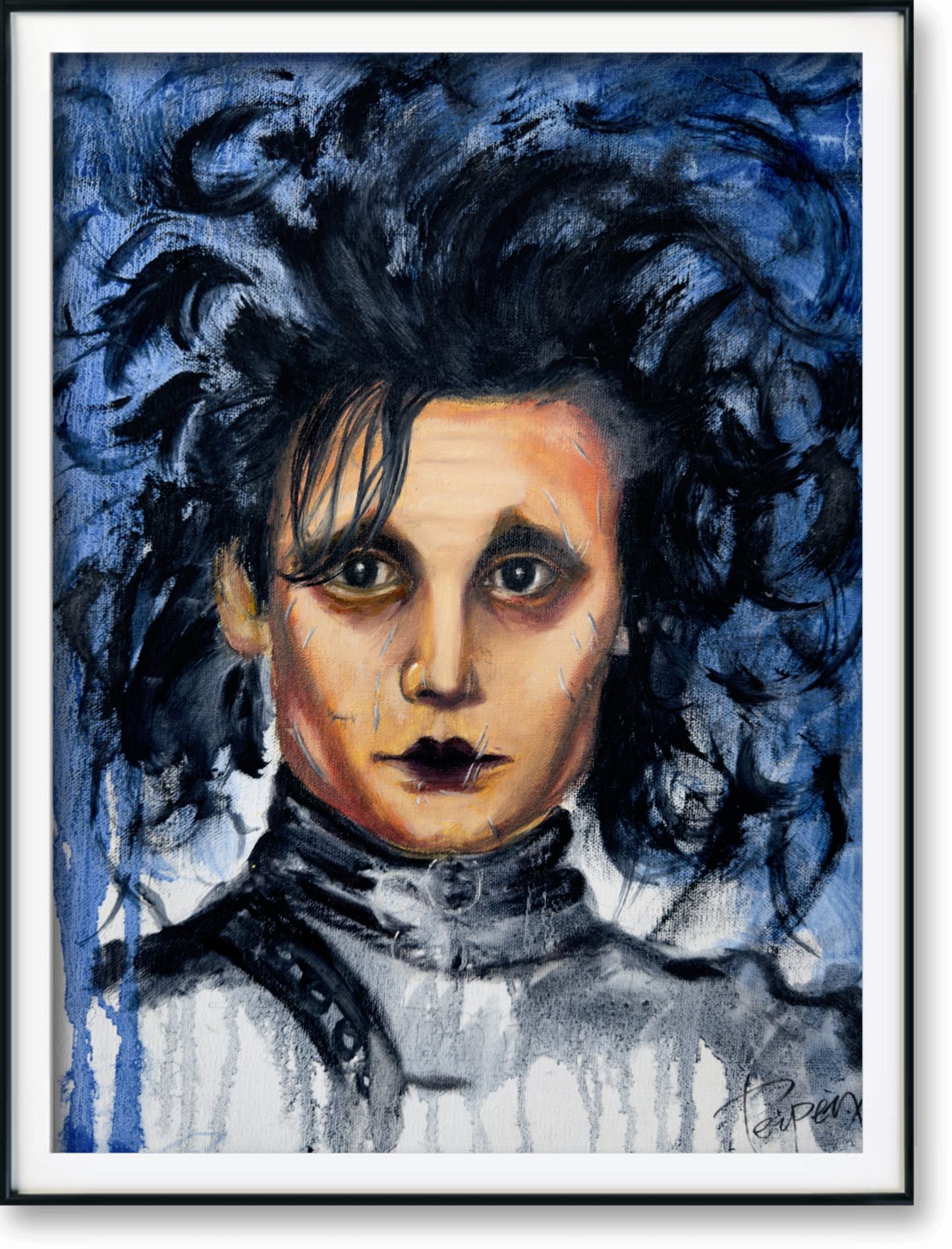 Edward Scissorhands – Original Oil on Canvas Paper