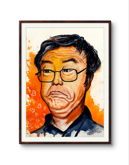 Satoshi Nakamoto – Original Watercolor on Paper