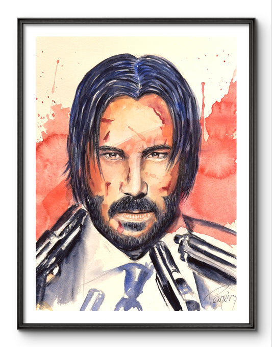 John Wick Watercolor Fine Art Print