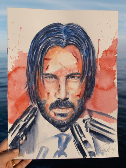 John Wick – Original Watercolor on Paper