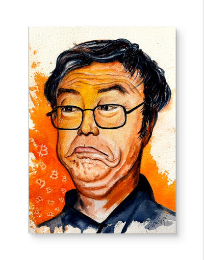 Satoshi Nakamoto – Original Watercolor on Paper