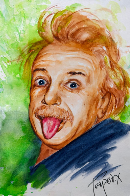 Albert Einstein – Original Watercolor on Paper