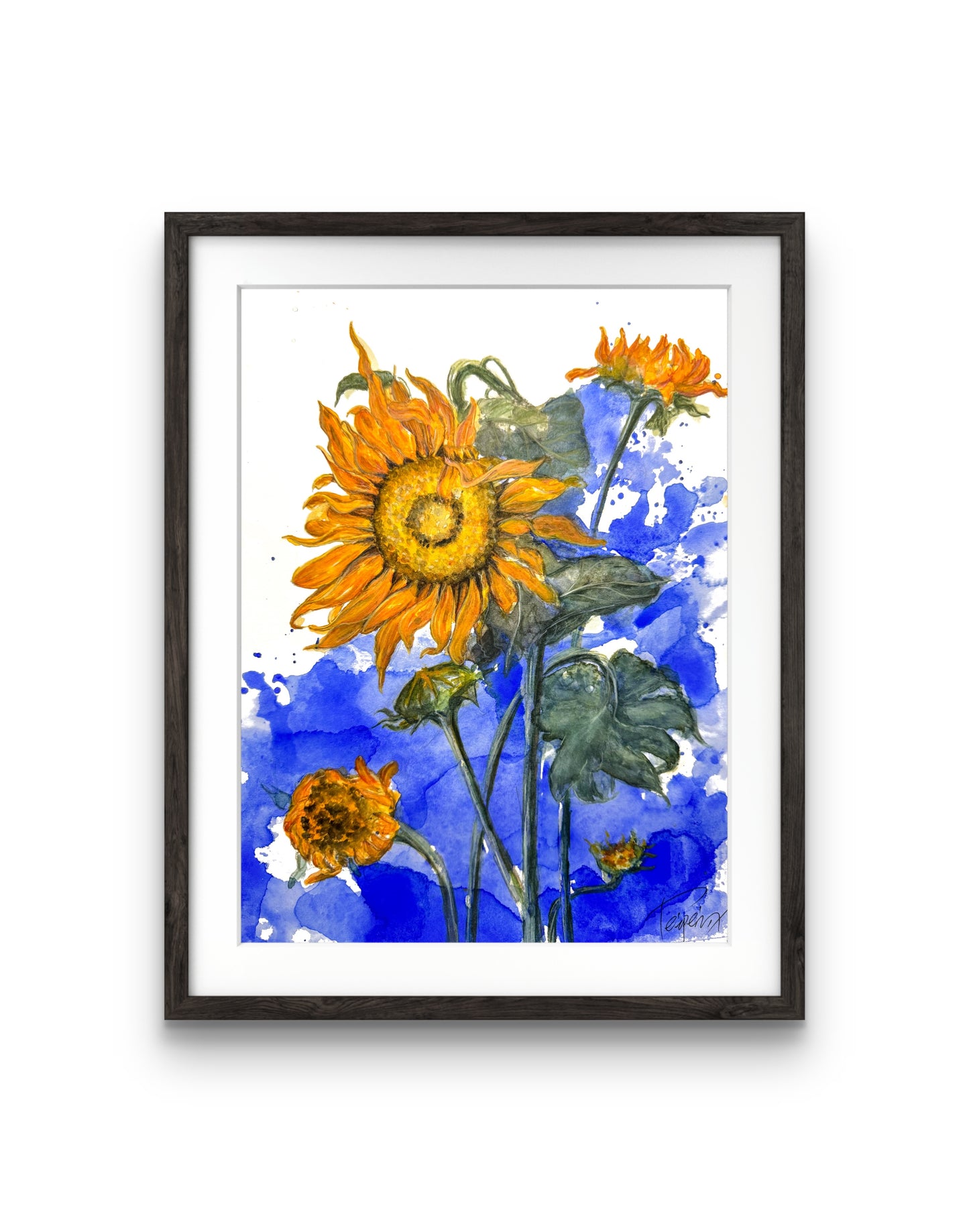 Drifting Sunflower – Original Watercolor on Paper