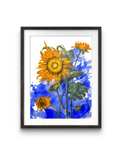 Drifting Sunflower – Original Watercolor on Paper