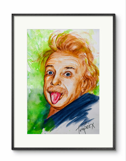 Albert Einstein – Original Watercolor on Paper